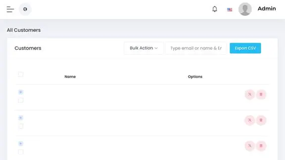 Customer list screenshot of Red Grocer website backend