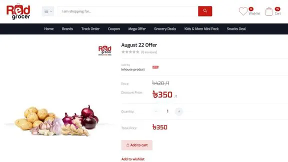 Red Grocer website order screenshot