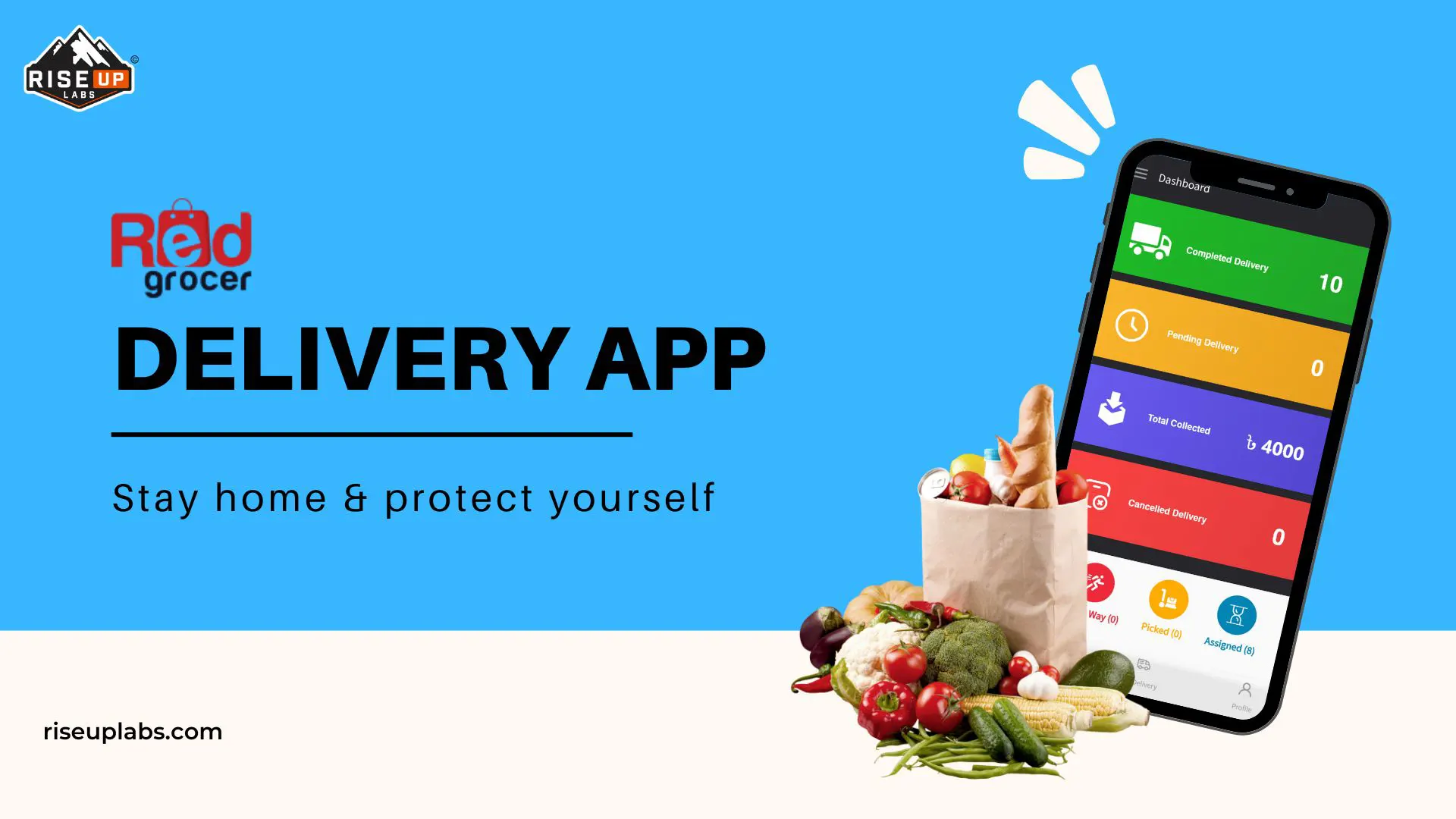 Red Grocer Delivery app portfolio full image