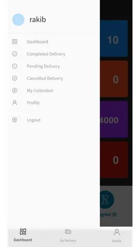 Red Grocer Delivery app Side Bar screenshot