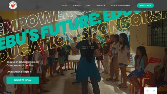 Rise Above Donation Platform Home Page