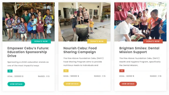 Rise Above Donation Platform Program Goals